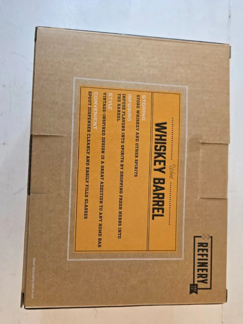 Refinery Wood Whiskey Barrel Serving Drink Dispenser New In Box